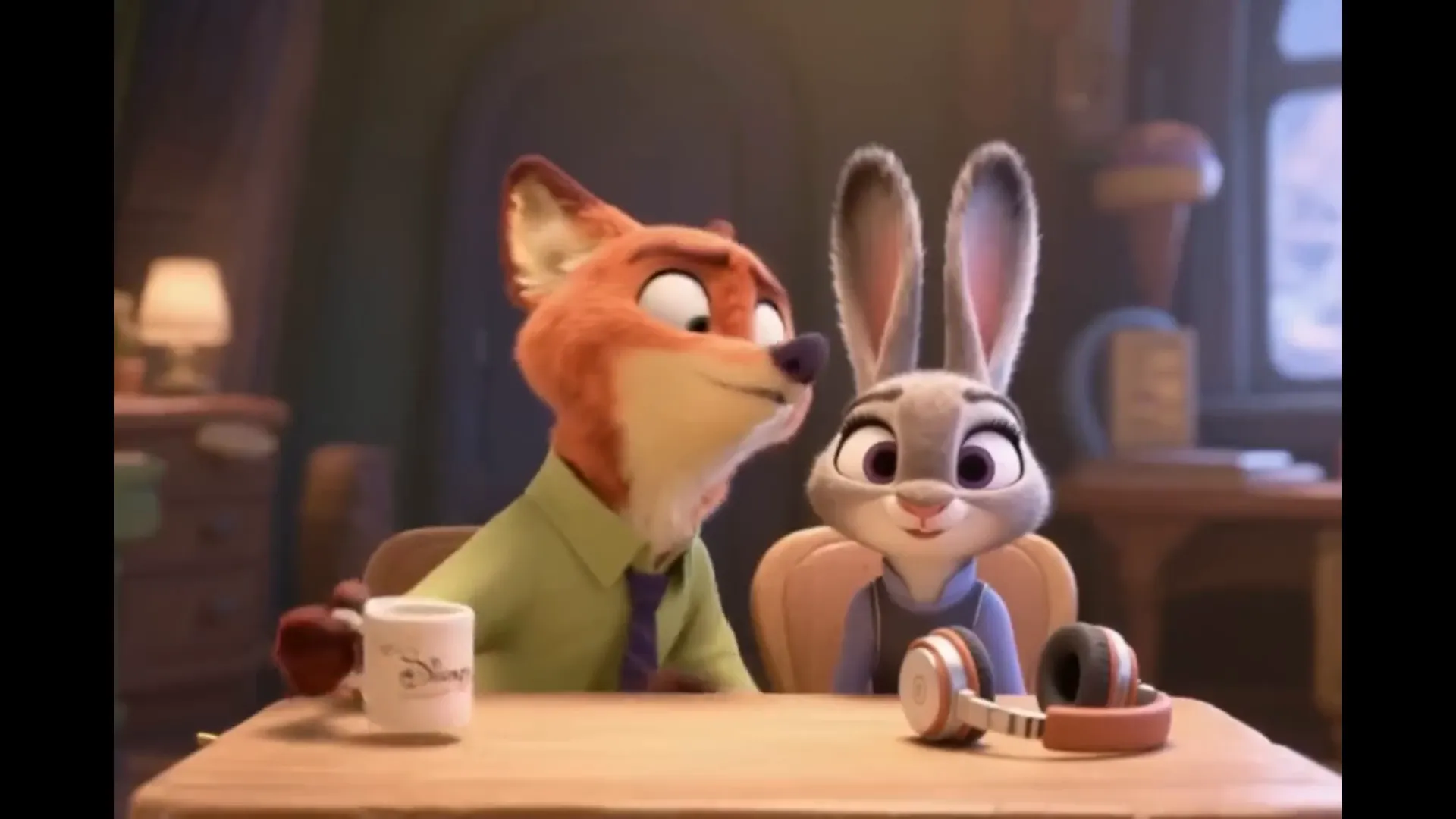 Text prompt generating video with fox and rabbit characters