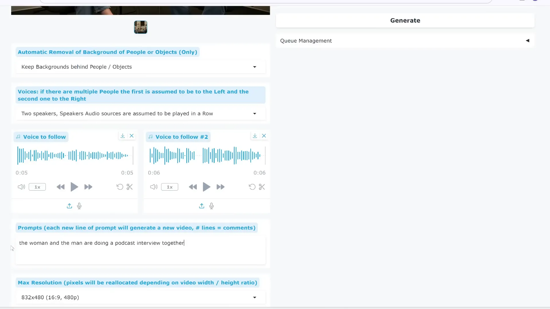 Two people podcasting AI video