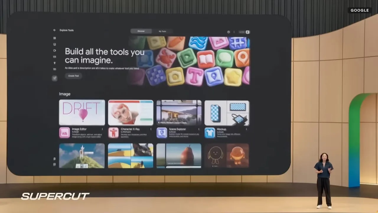 Flow interface showing many creative tool thumbnails on a dark screen